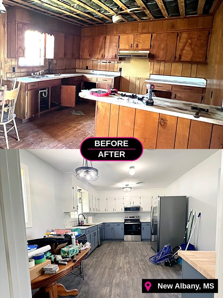Kitchen before and after, New Albany, MS